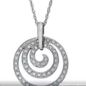 Macy's 925 Silver DIAMONDS Spiral Pendant Necklace